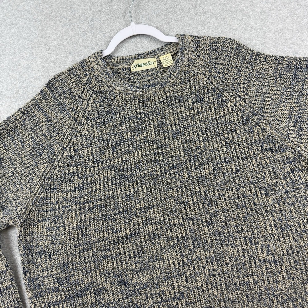 St.‎ John's Bay Sweater Mens XLT Tall Chunky Open Knit Heather Heather Pullover